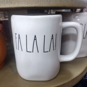 Rae Dunn Festive White Ceramic Mug - Fa La La Design